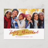 Moderne Feliz Navidad Gold Foil Swash vakantiefoto Feestdagenkaart (Voorkant)