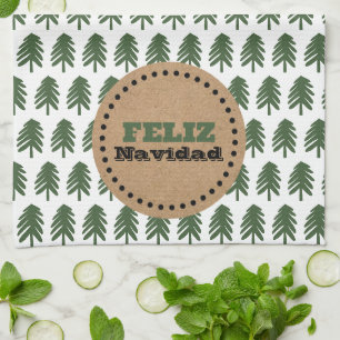 Moderne FELIZ NAVIDAD kerstboom Theedoek