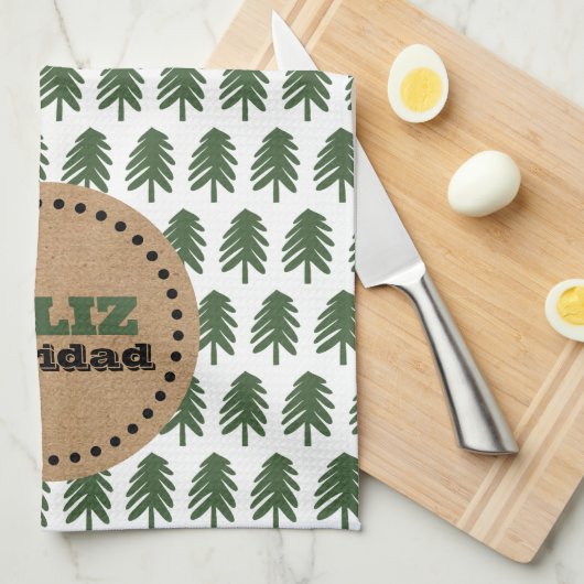 Moderne FELIZ NAVIDAD kerstboom Theedoek (Quarter Fold)