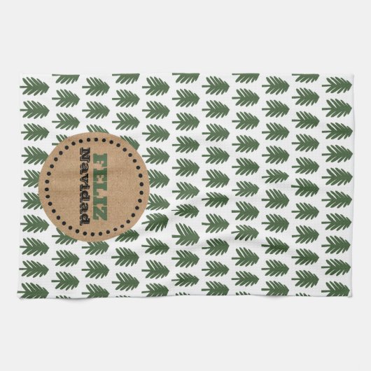 Moderne FELIZ NAVIDAD kerstboom Theedoek (Horizontaal)