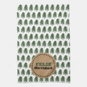 Moderne FELIZ NAVIDAD kerstboom Theedoek (Verticaal)