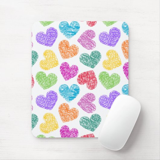 Moderne Felle Regenboog Doodle Harten Muts Creatie Muismat (Met muis)