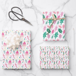 Moderne Felmeerkleurige Whimsical Kerstmis Inpakpapier Vel