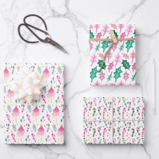 Moderne Felmeerkleurige Whimsical Kerstmis Inpakpapier Vel (Voorkant)