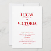 Moderne felrode bruiloft kaart (Voorkant)