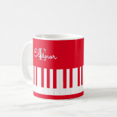 Moderne Felrode Pianotoetsen met Monogram Koffiemok (Voorkant links)