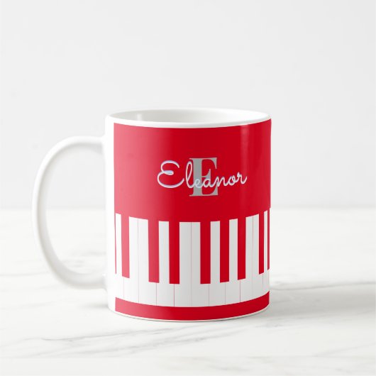 Moderne Felrode Pianotoetsen met Monogram Koffiemok (Links)