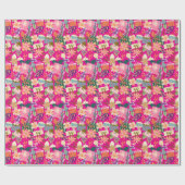 Moderne felroze retro kerstvakantie cadeaupapier (Vlak)