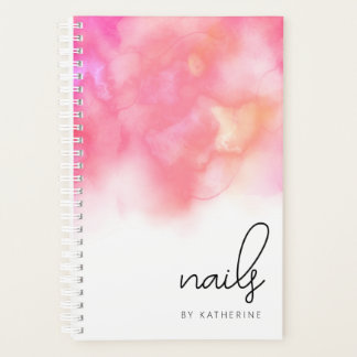 Moderne felroze waterverf nagels planner