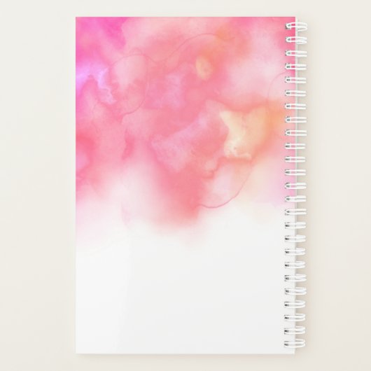 Moderne felroze waterverf nagels planner (Achterkant)