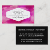 Moderne felroze Waterverf Visitekaartjes (Voorkant / Achterkant)