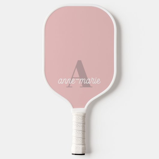 Moderne Feminine Pastel Roze Monogram Aangepaste n Pickleball Paddle (Achterkant)