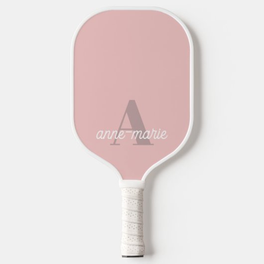 Moderne Feminine Pastel Roze Monogram Aangepaste n Pickleball Paddle (Voorkant)