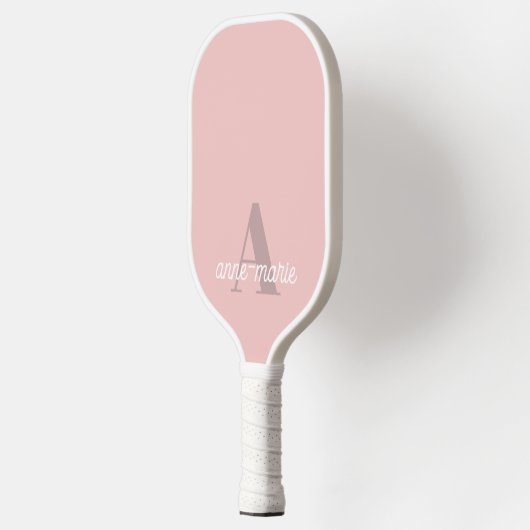 Moderne Feminine Pastel Roze Monogram Aangepaste n Pickleball Paddle (Links)
