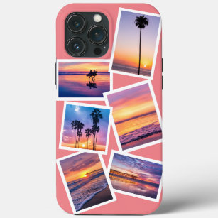 Moderne Feminine Roze Aangepaste Foto Collage Case-Mate iPhone Case