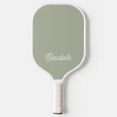 Moderne Feminine Sage Green Script Custom Name Pickleball Paddle (Achterkant)