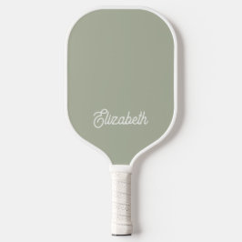 Moderne Feminine Sage Green Script Custom Name Pickleball Paddle