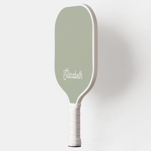 Moderne Feminine Sage Green Script Custom Name Pickleball Paddle (Links)