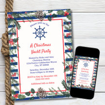 Moderne Festieve Blauwe Gestreepte Kerstboot Feest