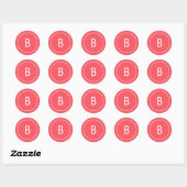 Moderne Festieve Rode Monogram Kerstmis Envelop Ronde Sticker (Vel)