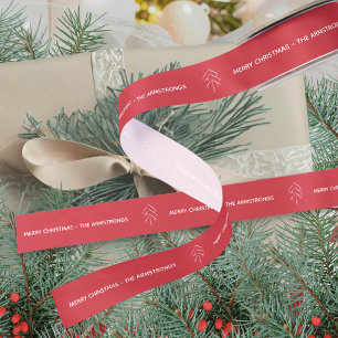 Moderne Festive Rode Minimalistische Kerstboom Satijnen Lint