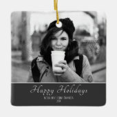 Moderne Festive Script Custom Photo Holiday Keramisch Ornament (Voorkant)