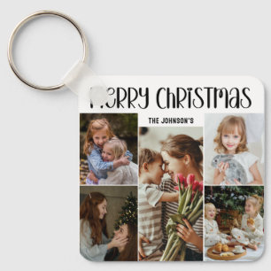 Moderne Festive Zakelijke Kleurrijke Kerst 5 Foto  Sleutelhanger