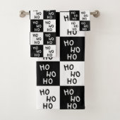 Moderne Festive Zwart Witte Ho Ho Slogan Kerstmis  Bad Handdoek (Insitu)