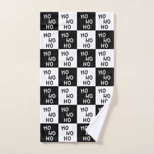 Moderne Festive Zwart Witte Ho Ho Slogan Kerstmis  Bad Handdoek (Handdoek)