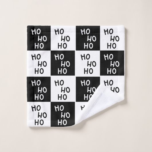 Moderne Festive Zwart Witte Ho Ho Slogan Kerstmis  Bad Handdoek (Wasdoekje)