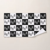Moderne Festive Zwart Witte Ho Ho Slogan Kerstmis  Bad Handdoek (Handdoek)