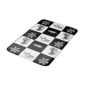 Moderne Festive Zwarte en Witte Kerstpatroon Badmat (Gekanteld)