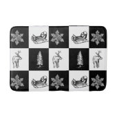Moderne Festive Zwarte en Witte Kerstpatroon Badmat (Voorkant)