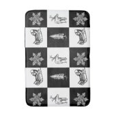 Moderne Festive Zwarte en Witte Kerstpatroon Badmat (Voorkant Verticaal)