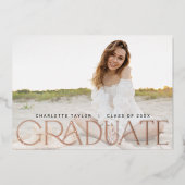 Moderne Fete Folie Horizontaal Foto Afstuderen Folie Uitnodiging (Voorkant)