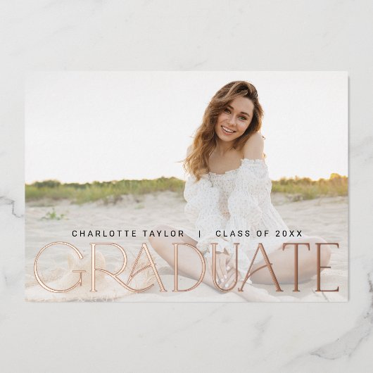Moderne Fete Folie Horizontaal Foto Afstuderen Folie Uitnodiging (Voorkant)
