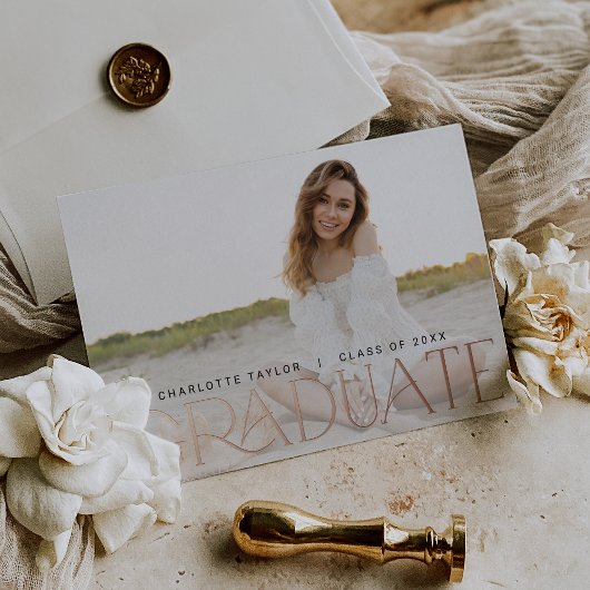 Moderne Fete Folie Horizontaal Foto Afstuderen Folie Uitnodiging