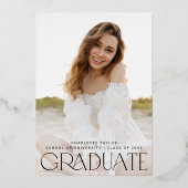 Moderne Fete Folie Yay Afstudeerder Fotoafstudeerf Uitnodiging (Achterkant)