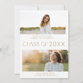 Moderne Fete Gold Foto Dubbele Afstudeerfeest Kaart (Achterkant)