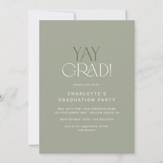 Moderne fete | Green Yay Afstudeerder Graduation P Kaart (Voorkant)