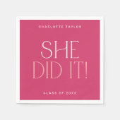 Moderne fete | Hot Pink Ze deed het Afstuderen Servet (Voorkant)