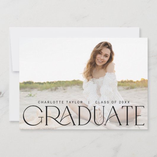 Moderne fete | Minimaal horizontaal foto-Afstudere Aankondiging (Voorkant)