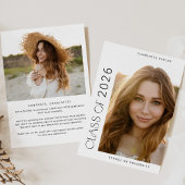 Moderne Fete Minimal Class of 2025 Foto Afstuderen Aankondiging