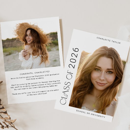 Moderne Fete Minimal Class of 2025 Foto Afstuderen Aankondiging