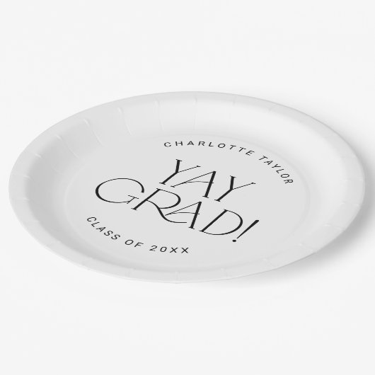 Moderne fete | Minimal Yay Afstudeerder Afstuderen Papieren Bordje (Gekanteld)