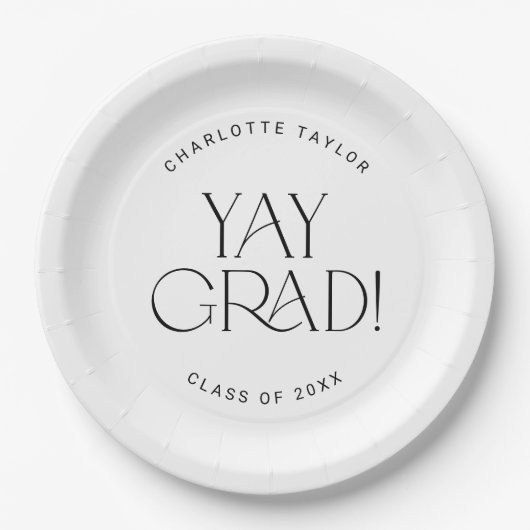 Moderne fete | Minimal Yay Afstudeerder Afstuderen Papieren Bordje (Voorkant)