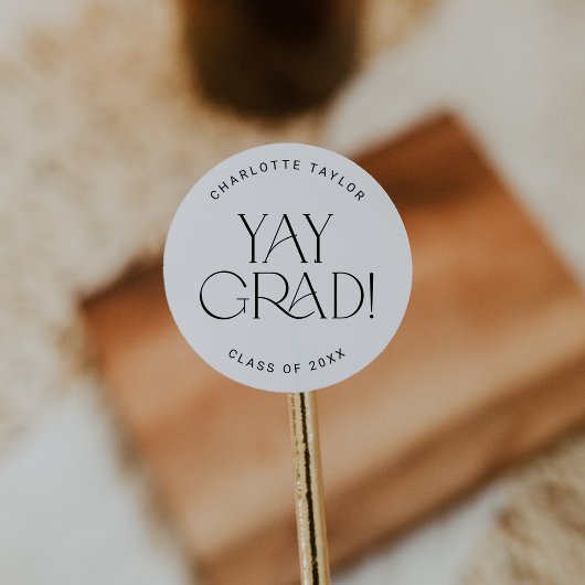 Moderne fete | Minimal Yay Afstudeerder Afstuderen Ronde Sticker