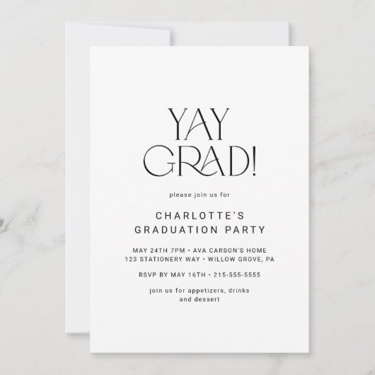 Moderne fete | Minimal Yay Afstudeerder Graduation Kaart (Voorkant)