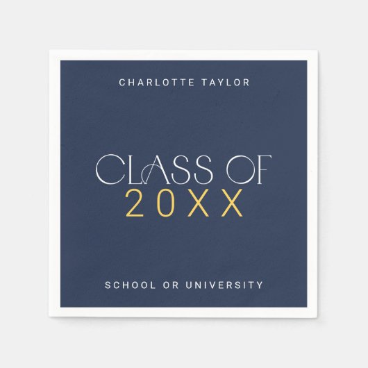 Moderne Fete Navy Gold Class van 2025 Afstuderen Servet (Voorkant)