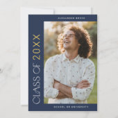 Moderne fete | Navy Gold Hij deed het foto Afstude Kaart (Achterkant)